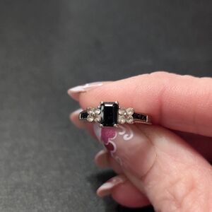 Black and Silver Ring with Sparkling Diamonds